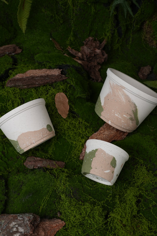 Handmade Ceramic Planter with Nerikomi Texture