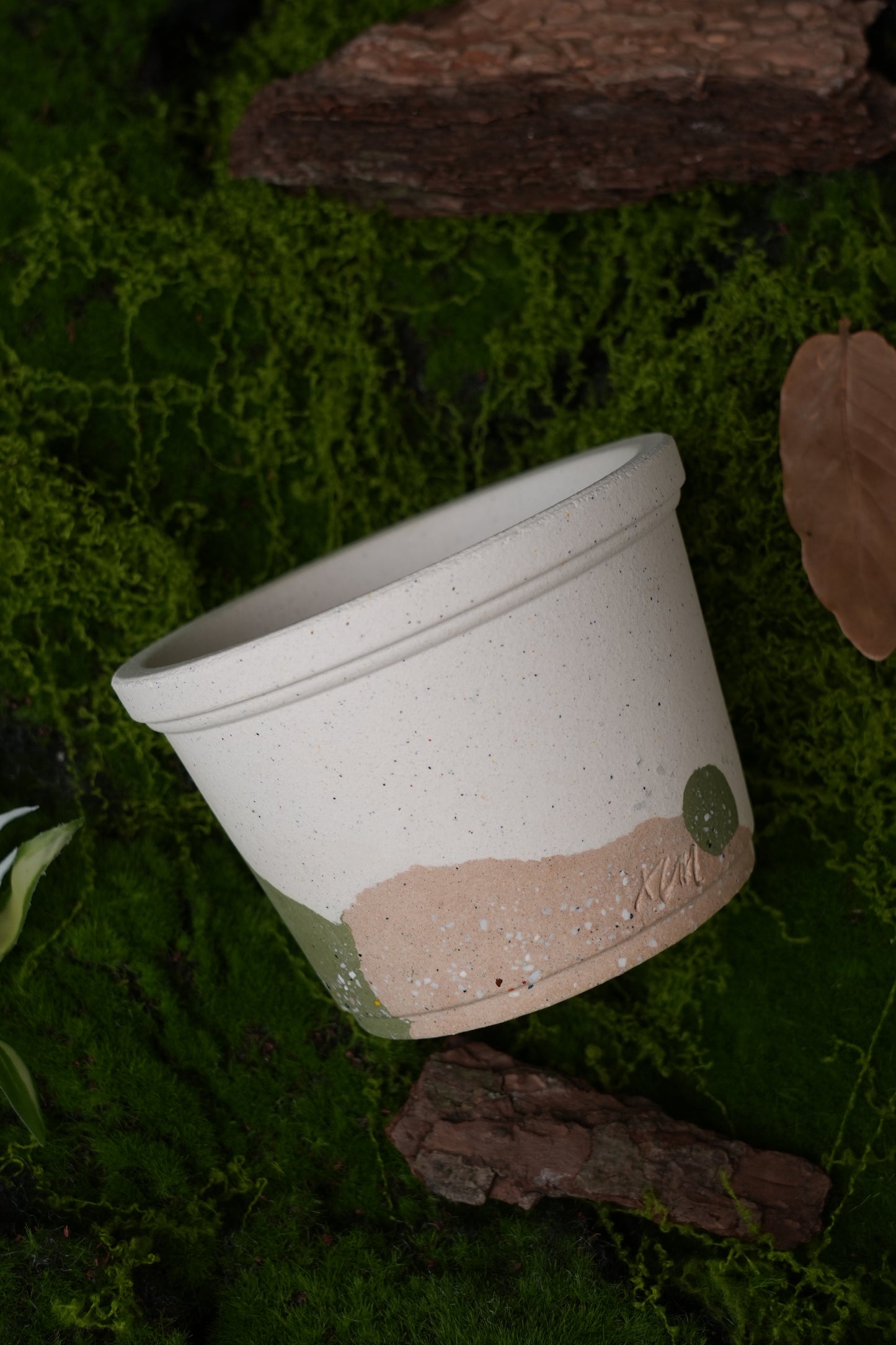 Handmade Ceramic Planter with Nerikomi Texture