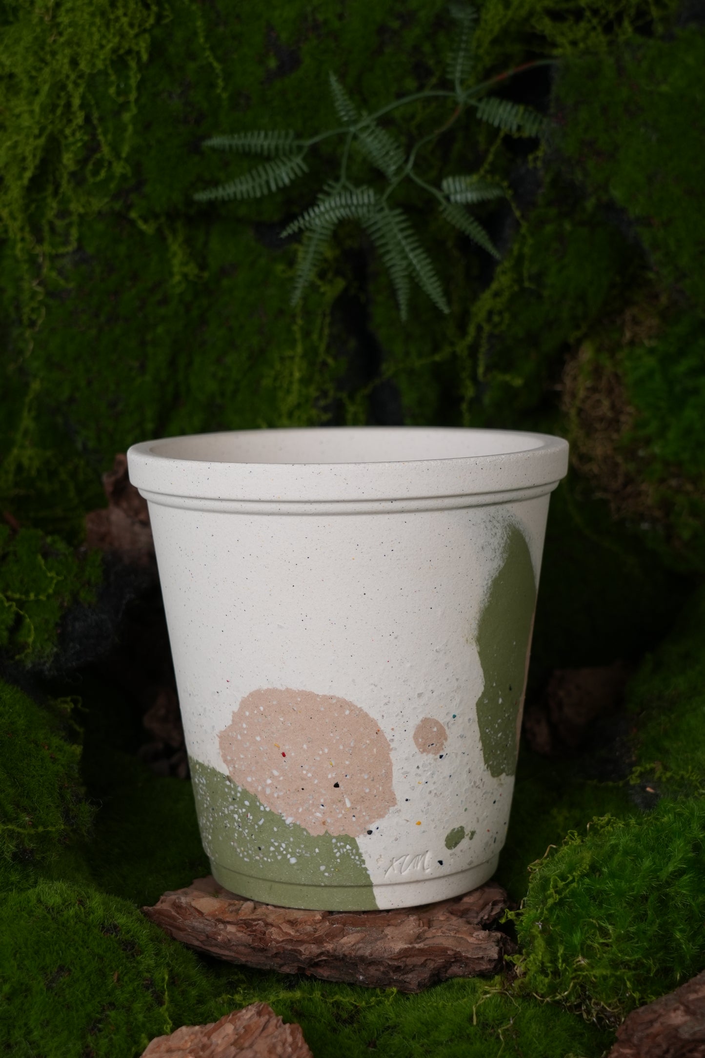 Handmade Terracotta Planter – Nerikomi Texture with Natural Earth Finish