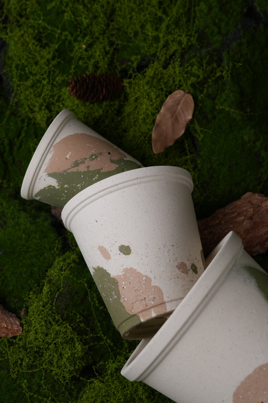 Handmade Terracotta Planter – Nerikomi Texture with Natural Earth Finish