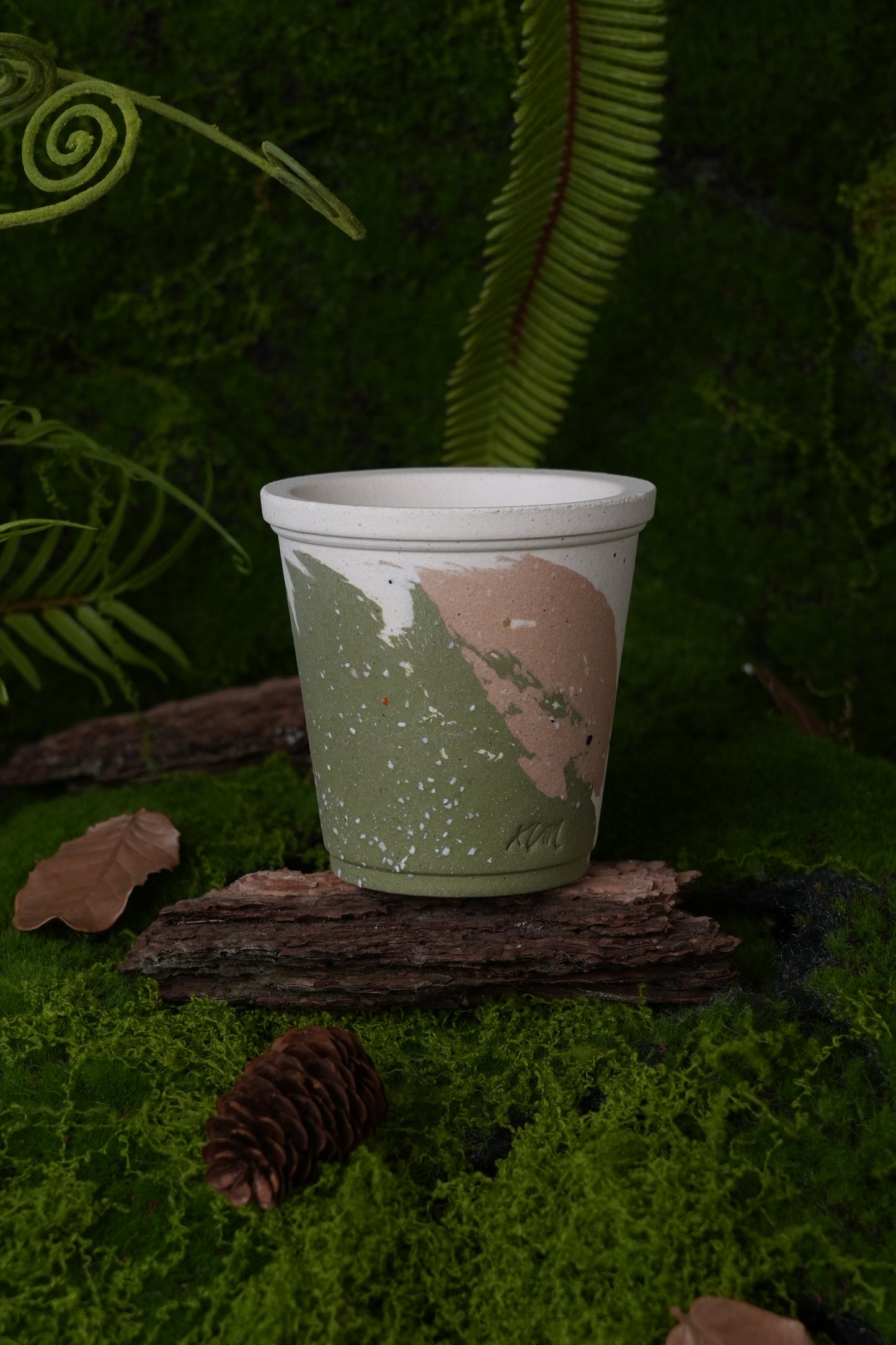 Handmade Terracotta Planter – Nerikomi Texture with Natural Earth Finish