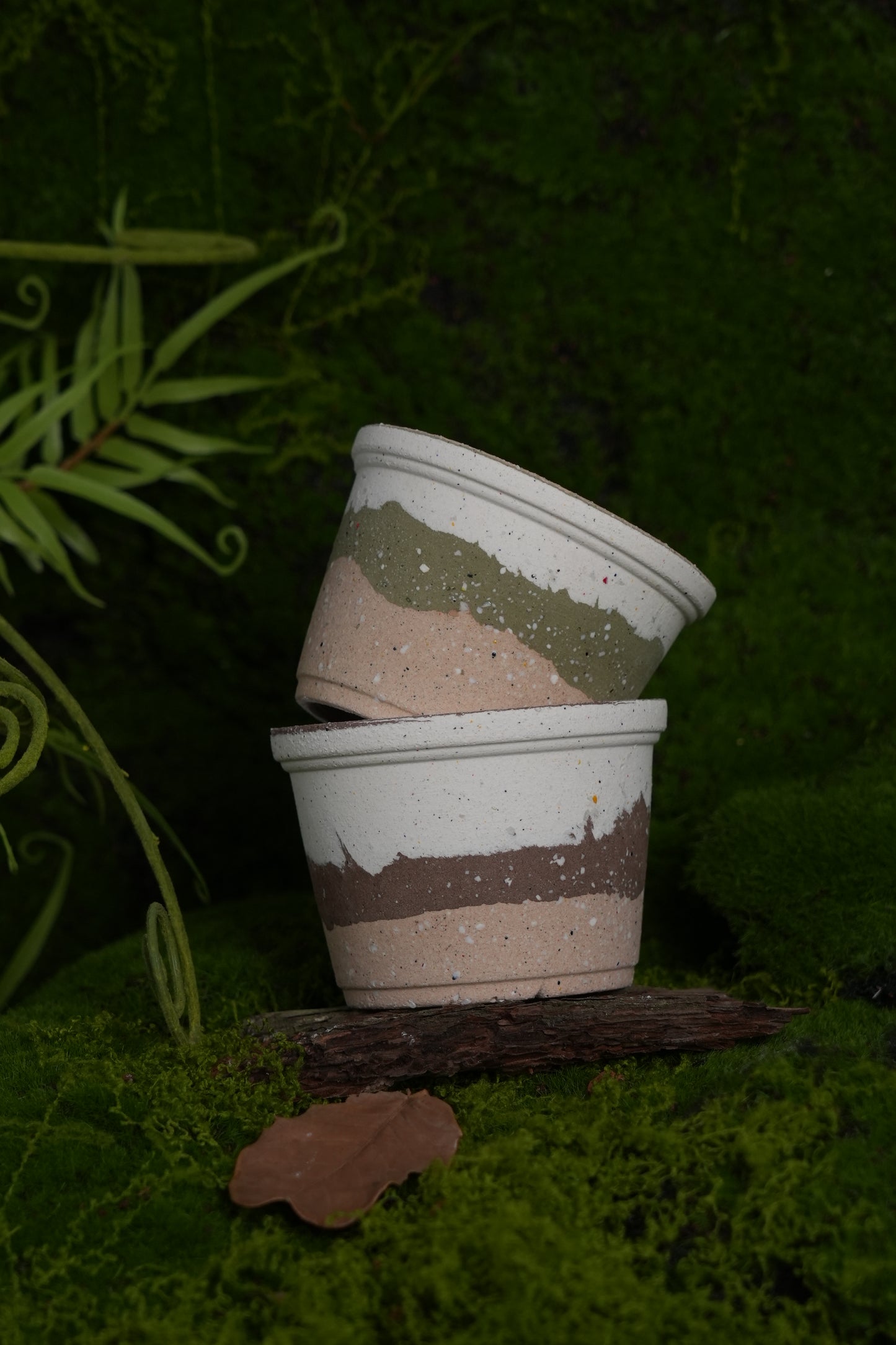 Handmade Ceramic Planter with Nerikomi Texture